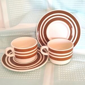 Ironstone 2 Cappuccino/Coffee Cup & Saucer Made in Italy